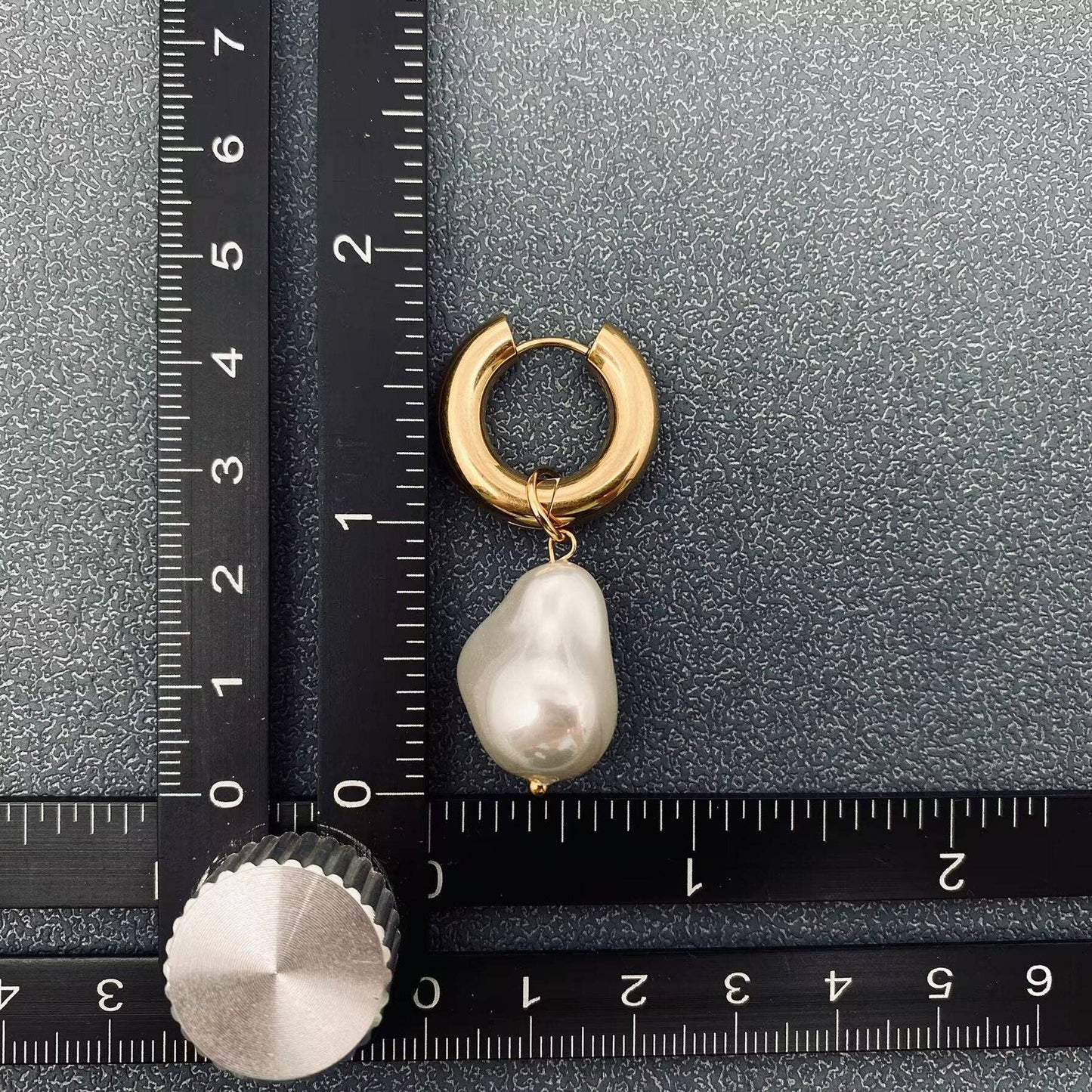 FGS- Pearl Charm pendant 18K Stainless Steel Huggie Earrings