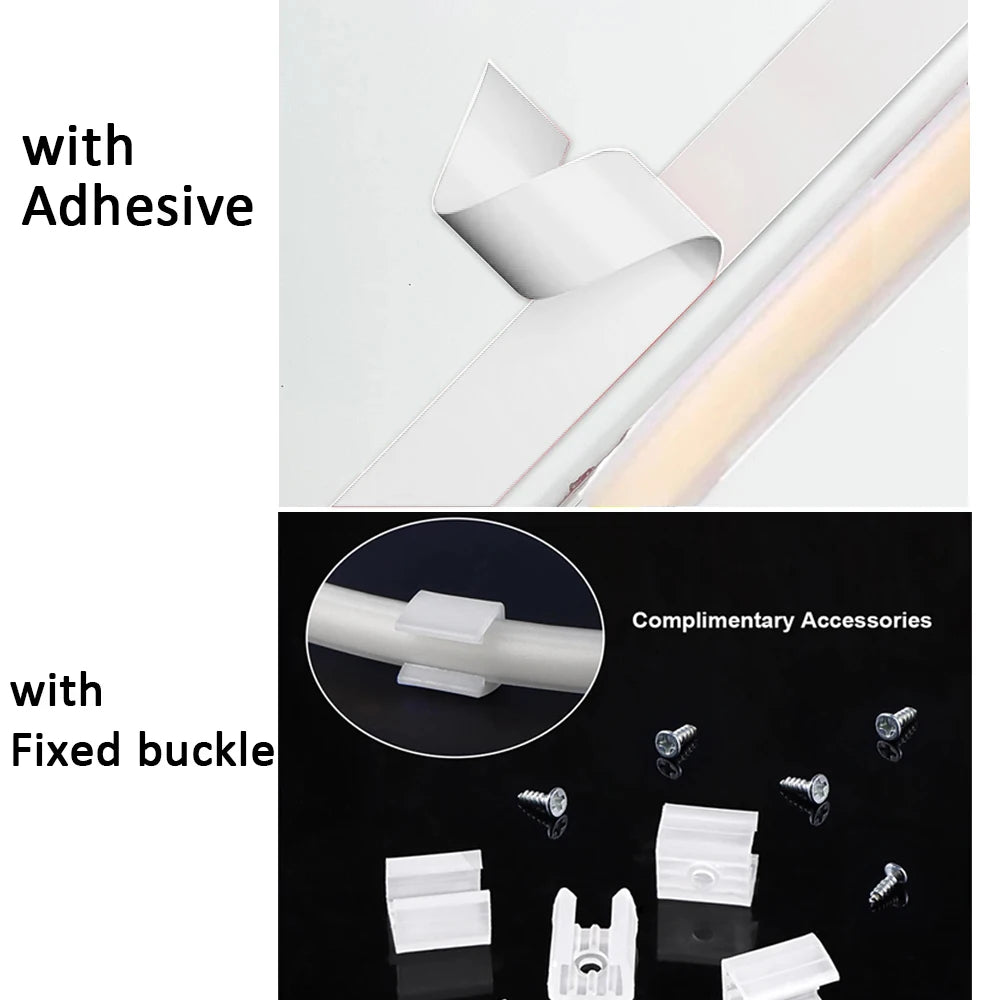 220V LED Strip Lights with ON-OFF Switch Waterproof COB Flexible Ribbon Tape for Room Kitchen Garden Outdoor Lighting